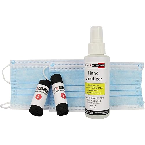 Rescue Essentials PPE Module with Hand Sanitizer, 2 Pair Rolled Gloves & 2 3-Ply Face Masks