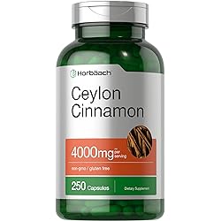 Ceylon Cinnamon Capsules 4000mg | 250 Count | High Potency | Non-GMO, Gluten Free | by Horbaach