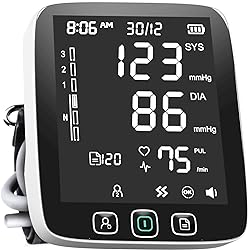 All New LAZLE Blood Pressure Monitor - Automatic Upper Arm Machine & Accurate Adjustable Digital BP Cuff Kit - Largest Backlit Display - 200 Sets Memory, Includes Batteries, Carrying Case