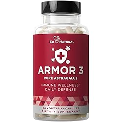 Armor 3 Astragalus Pure 1000 Mg – Healthy Immune System Function, Stress Support, Potent Strength for Seasonal Protection – Full-Spectrum & Standardized – 60 Vegetarian Soft Capsules