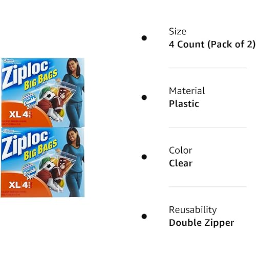 Ziploc Big Bags, XL, 4 Count Pack of 2