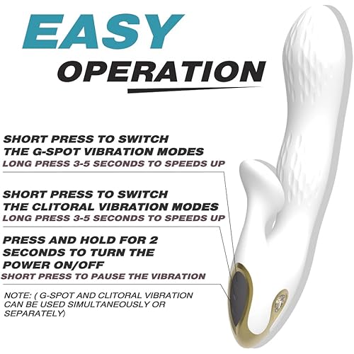 G Spot Rabbit Vibrator for Woman ,Vibrating Wand for Her,Rechargeable Vibraterors for Women Pleasure with 3 Speeds 10 Modes, Clitoris Stimulator Vibratorstor for Woman Pleasure White