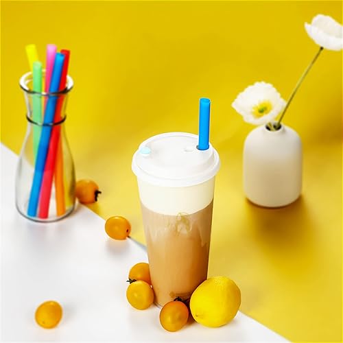 50 PCS Jumbo Smoothie Straws, Colorful Disposable Plastic Milkshake Straw 0.43" Diameter and 8.2" long