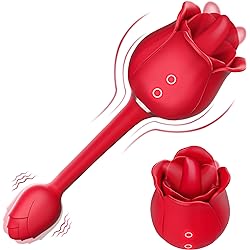 Rose Toy for Woman, LUMODIA 3 in 1 Vibrator for G spot Stimulation, Adjustable Adult Toys with 9 Tongue Licking & Vibrating Modes, Sexual Pleasure Tools for Women, Adult Sex Toys & Games