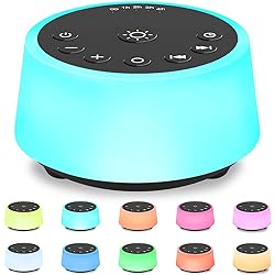 Color Noise Sound Machines with 10 Colors Night Light 25 Soothing Sounds and Sleep White Noise Machine 32 Volume Levels 5 Timers Adjustable Brightness Memory Function for Adults Kids Baby Black