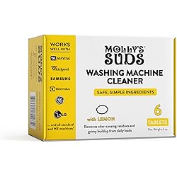 Molly's Suds Washing Machine Cleaner | Removes Odors & Grime from Front & Top Loader Machines, Including HE Citrus - 6 Tablets