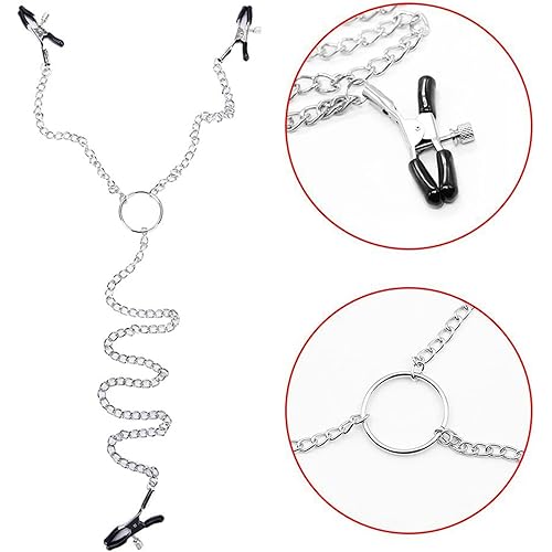 Adjustable Nipple Clips,Reusable Nipple Clamps,Breast Clip Massager Clamps Non Piercing Body Jewelry Couple Flirting Toy,Women Body Chain with Adjustable Clamp Clips Nipple Clips-3 Chains