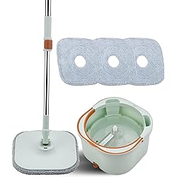 MOLACHI Spin Mop with Self Separate Clean and Dirty Water System,with 3 Washable and Reusable Pad, Suitable for Hardwood, Wood, Laminate, Tile, Ideal for Pet Owners