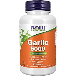 NOW Supplements, Garlic 5,000 Allium sativum, Enteric Coated, Odor Controlled, 90 Tablets