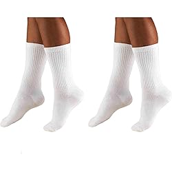 Truform 15-20 Mens Athletic Crew Sock, XL, White Pack of 2