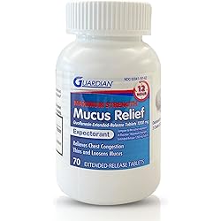 Guardian Mucus Relief 12 Hour 70 Count Extended Release Guaifenesin, 1200mg Maximum Strength, Chest Congestion Expectorant Tablets 70 Count Bottle Pack of 1