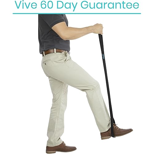Vive Leg Lifter Strap 44 Inch - Rigid Foot Loop, Hand Grip for Adult, Senior, Elderly, Handicap, Disability, Pediatrics - Long Band Mobility Aid for Car, Bed, Couch, Hip Replacement, Wheelchair