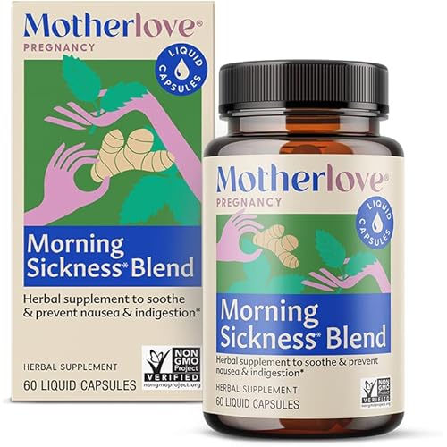 Motherlove Morning Sickness Blend 60 Liquid caps Herbal Supplement for Morning Sickness Relief—Vegan, Non-GMO, Organic Herbs, Kosher, Soy-Free