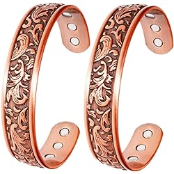 LONGRN-2PCS Copper Bracelet Used for Arthritis - The Pure Copper Magnetic Bracelet with 6 Magnets for Men to Effectively Relieve Joint Pain