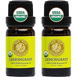 Silk Road Organic Lemongrass Essential Oil 2 Pack, 100% Pure USDA Certified Aromatherapy for Pain Relief, Skin Health, Circulation - 10 ml