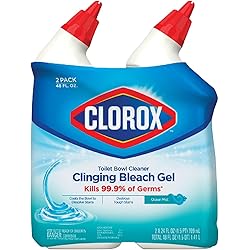 Clorox Toilet Bowl Liquid Disinfecting Cleaner with Clinging Bleach Gel, Remove Mildew and Mold, Ocean Mist Scent, 24 Ounces Pack of 2
