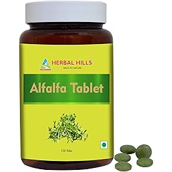 Herbal Hills Alfalfa Tablets | 120 Count | Source of Vitamin A | Natural Green Superfoods