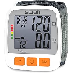 Scian Wrist Blood Pressure Cuff, Blood Pressure Wrist Cuff with Adjustable Wrist Cuff & Large LCD Display 2 Users 180 Memory for Doctor & Home Use