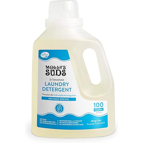 Molly's Suds Liquid Laundry Detergent | Natural Laundry Detergent Soap for Sensitive Skin, 2x Concentrated, High Efficiency HE | Peppermint - 100 Loads