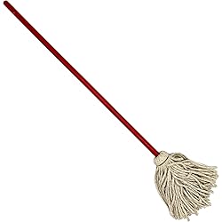 Rocky Mountain Goods Small 36-inch Mop - Traditional Red and White Cotton Yarn Mop - Made in USA - Great for Smaller Areas - Solid Wood Handle - Heavy Duty - Made to Last - 3 Feet Long
