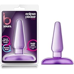Blush B Yours Eclipse Pleaser - 4 Inch Soft Beginner Small Tapered Anal Butt Plug - Easy to Insert - Narrow Base for Comfort - Adult Sex Toys for Women Men - Non Porous Body Safe - Clear Purple