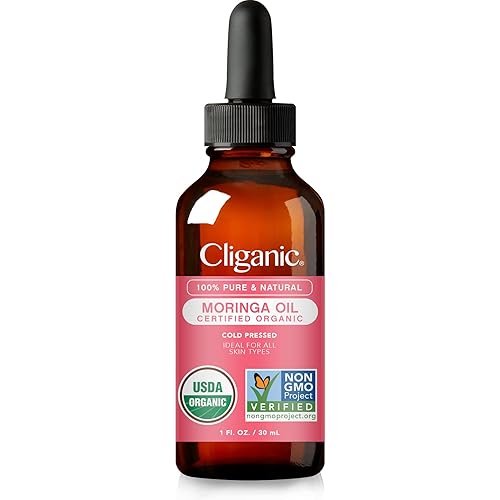 Cliganic Organic Moringa Oil, 100% Pure - For Face & Hair | Natural Cold Pressed Unrefined