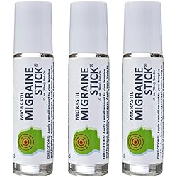 Migrastil Migraine Stick ® 3-Pack from Basic Vigor. Natural Migraine Relief Roll-on. Also Good for Tension Headaches. Made in the USA. With Peppermint, Spearmint and Lavender Essential Oils