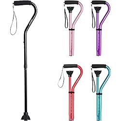 BeneCane Walking Cane for Men & Women Adjustable Cane with Offset Soft Cushioned Handle -Portable Lightweight Sturdy Mobility Walker Aid for Elderly, Seniors Collapsible Cane