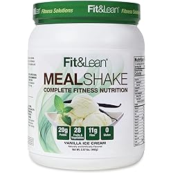 Fit & Lean Meal Shake, Fat Burning Meal Replacement, Protein, Fiber, Probiotics, Vanilla, 1lb, 10 Servings Per Container