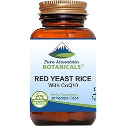 Red Yeast Rice with CoQ10 90 Kosher Vegan Capsules Now with 600mg Organic Red Rice Yeast Plus Co Q 10 - Natures Support for Cholesterol