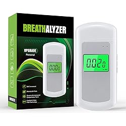 JASTEK Portable Breathalyzer Tester with 1000mAh Rechargeable Battery, Personal Breathalyzer to Test Alcohol for Home, Party and Professional Use, Includes 10 Mouthpieces, USB Cable, and Storage Bag