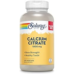 Solaray Calcium Citrate 1000mg, Chelated Calcium Supplement for Bone Strength, Healthy Teeth & Nerve, Muscle & Heart Function Support, Easy to Digest, Vegan 68 Serv, 275 Count