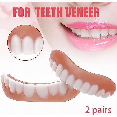 Fake Teeth,Veneer Cosmetic Teeth for Upper and Lower Jaw,Natural Shade and Comfortable Fit,Veneer Dentures for Women and Men