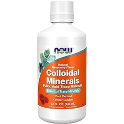 NOW Supplements, Colloidal Minerals Liquid, Plant Derived, Essential Trace Minerals, Raspberry, 32-Ounce