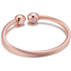 Elegant Magnetic Bracelet Copper Therapy Magnets Bangle for Arthritis Pain for Women Men Gifts for Father's Day Rose Gold