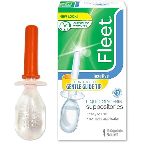 Fleet Laxative Liquid Glycerin Suppositories 4 Count of 7.5 oz Each, Fast Constipation Relief in Minutes