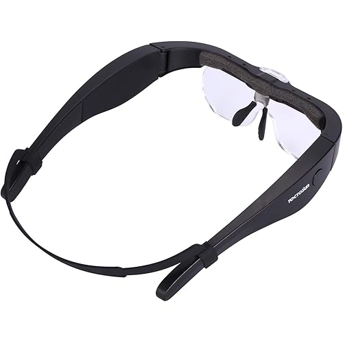 YOCTOSUN Rechargeable Head Magnifier Glasses, Lighted Magnifying Glasses with Precision Tweezers and Detachable Lenses 1.5X, 2.5X, 3.5X,5X, Great for Reading and Working on Small Parts