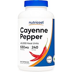 Nutricost Cayenne Pepper 530mg, 240 Capsules - 40,000 Heat Units, Gluten Free, Non-GMO