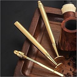 2 in 1 Classic Tobacco Pipe Tamper Tool - Wave Pattern Smoking Pipe Nozzle Cleaner Accessories Gold