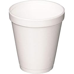 DART 8 Oz White Disposable Coffee Foam Cups Hot and Cold Drink Cup, Pack of 100