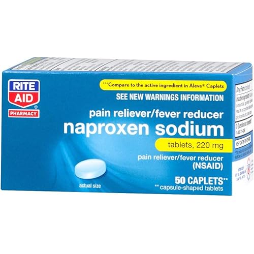 Rite Aid Naproxen Sodium Pain Relief Pills, 220 mg Caplets - 50 Count | NSAID Pain Reliever | Pain Pills | Back Pain Relief Products | Muscle and Back Pain Relief Products | Real Time Pain Relief