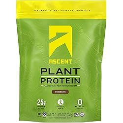Ascent Organic Plant Based Protein Powder- Chocolate - 18 Servings