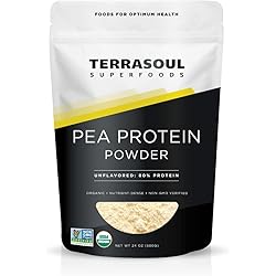 Terrasoul Superfoods Organic Pea Protein Unflavored, Smooth Texture, 1.5 Pounds