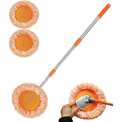 360° Rotatable Adjustable Cleaning Mop, Adjustable Cleaning Mop, Mops for Floor Cleaning, Spin Mop with 2 Coral Velvet Mop Head