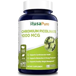 Chromium Picolinate 1000mcg 240 Veggie Capsules Non-GMO & Gluten Free