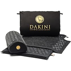 Dakini Wellness Acupressure Mat And Pillow Set With Exclusive Mini Acupuncture Mat - Organic Cotton, Eco-Friendly Accupressure Body Mat For Back Pain - Trigger Point Massage Therapy Travel Set