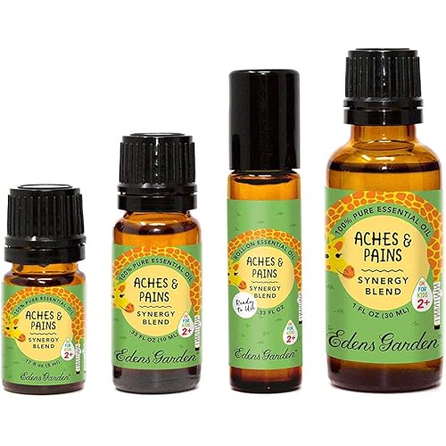 Edens Garden Aches & Pains"OK for Kids" Essential Oil Synergy Blend, 100% Pure Therapeutic Grade Undiluted NaturalHomeopathic Aromatherapy Scented Essential Oil Blends 10 ml Roll-On