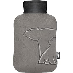 BYXAS Hot Water Bottle–PVC 2.0 L Hot Water Bottle Hot Water Bag with Cover,Ease Aches Hot Therapy Hand Warmer Heated PadGrey Bear