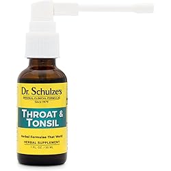 Dr. Schulze’s Throat & Tonsil | Cool, Soothe & Protect | Herbal Supplement | Vegan & Kosher | Powerful & Effective | Easy Spray Nozzle | 1 oz Bottle