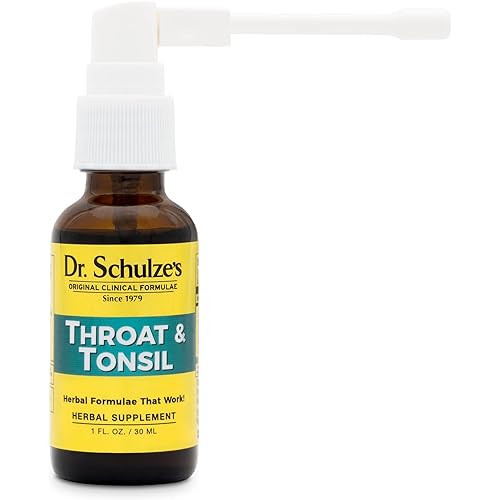 Dr. Schulze’s Throat & Tonsil | Cool, Soothe & Protect | Herbal Supplement | Vegan & Kosher | Powerful & Effective | Easy Spray Nozzle | 1 oz Bottle